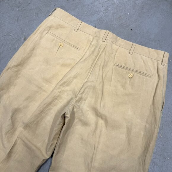Vintage Polo Ralph Lauren Linen Silk Trousers Beige Pants 36x30 - Picture 10 of 11